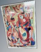 A continental abstract colour print, 53cm by 76cm.