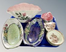 A tray of Maling lustre ware including oblong dishes,