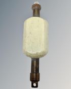 A vintage wooden and brass ship's lamp