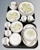 Two trays of Denby tea and dinner ware