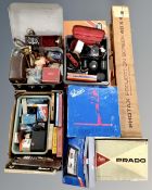 A pallet of photographic equipment to include Photax projector screen,