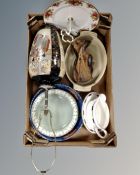 A box containing Royal Albert Country Roses cake plate, Coalport St.