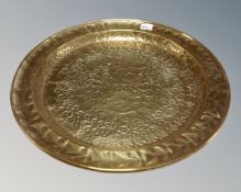An Eastern brass tray