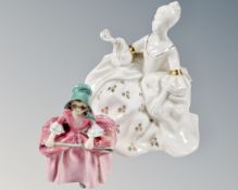 Two Royal Doulton figures, Antoinette HN2326 and Bo Peep HN1811.