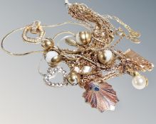 A yellow metal Danish design pilgrim bursting buds necklace,