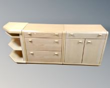 A Danish Hulsta three section unit comprising double door cabinet,