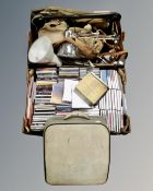 Two boxes of assorted CD's to include Sting, The Beatles, together with angle poise lamps,