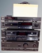A four piece Technics separates hifi system, a Quartz ST-600L synthesizer, SL-P333 CD player,