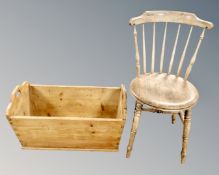 An antique pine log bin together with a Ibex dining chair.
