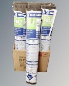 Ten rolls of Blue Hawk roofing felt, as new.