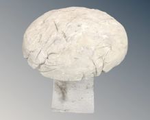 A concrete staddle stone