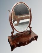 A Victorian mahogany dressing table mirror on stand, fitted with three drawers,