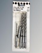 Four packs of five piece drill bits.