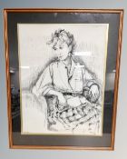 Decia Morris : Portrait study of a lady, charcoal drawing, 43cm by 57cm.