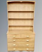 An oak Welsh dresser fitted with five drawers beneath,