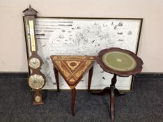 A monochrome navigation map 'The Scilly Isles' together with a barometer,