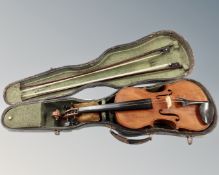 A late 19th century violin, two piece 14