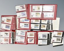 Five albums containing 50th anniversary of World War II stamp covers.