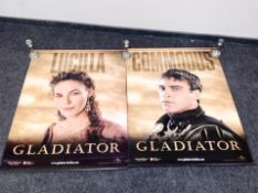 Two twin sided gladiator posters on vinyl.