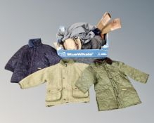 Two boxes containing vintage hats, leather boots,