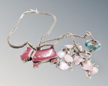 Two silver children's bracelets, Radford charm,