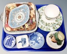 A tray containing assorted ceramics including Wedgwood Florentine dishes,
