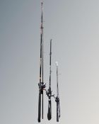 Three two piece fishing rods with reels including Shakespeare and Fladen together with a further