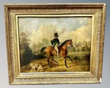 Attributed to William Collins RA (1788-1847) A gentleman on horseback, his dog following,