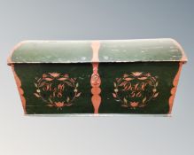 A 19th century Scandinavian painted pine shipping chest, dated 1856.