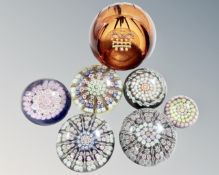 Six Perthshire Scottish paperweights together with a