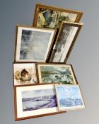 Seven assorted pictures and photographs including scenes of Whitley Bay, North Shields Fish Quay,