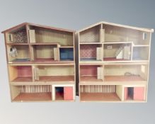 Two mid-century Swedish Lundby doll's houses together with a box containing a quantity of furniture