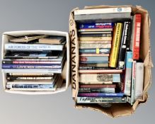 Two boxes of books relating to aviation.