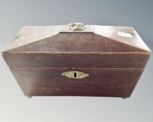 A George III mahogany fitted tea caddy.