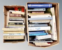 Two boxes of books relating to ornithology.