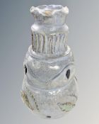 An S. Hollingsworth studio pottery vase decorated with leaves.