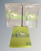 Nine Sehgal linen double flat sheets, sealed and new.