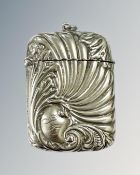 A silver plated Art Nouveau vesta case