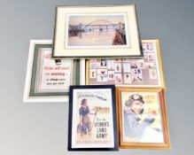 A print after Ivan Lindsay : The River Tyne and the Tyne Bridge, signed,