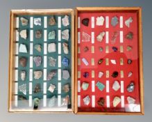 Two display frames containing mineral samples.