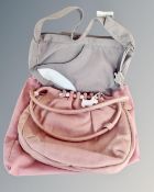 Two Radley handbags, one with protective dust cover.