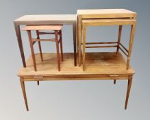 A 20th century rectangular teak pull out coffee table,