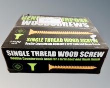 A box of 2400 single thread wood screws,
