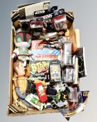 A box of toys, Star Wars Rogue 1 figures, Star Wars series V micro fighter,