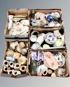 A pallet of five boxes of ceramics, Spanish figures,