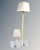 A box containing John Lewis standard lamp with matching table lamp and shades,
