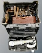 A box of bench vice, vintage woodworking tools,