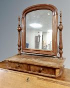 A 19th century mahogany dressing table mirror fitted with two drawers