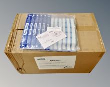 A box of 240 direct splash protection face shields, new.