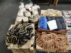 Six boxes of assorted fabric upholster's trim,